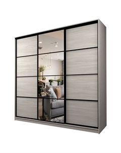 Шкаф-купе Max-МШ-23-6-24-151, 2400×600×2300 мм, зеркало, цвет ясень шимо светлый Аллоджио