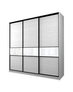 Шкаф-купе Max-МШ-23-6-24/2-999, 2400×600×2300 мм, цвет ясень анкор светлый / стекло белое Аллоджио