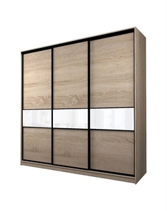 Шкаф-купе Max-МШ-23-6-24/2-999, 2400×600×2300 мм, цвет дуб сонома / стекло белое Аллоджио