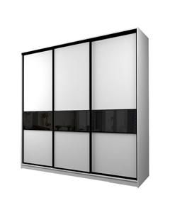 Шкаф-купе Max-МШ-23-6-27-999, 2666×600×2300 мм, цвет белый шагрень / стекло чёрное Аллоджио
