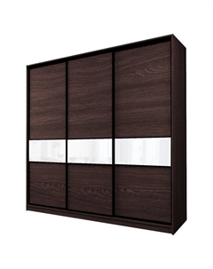 Шкаф-купе Max-МШ-23-6-24/2-999, 2400×600×2300 мм, цвет венге / стекло белое Аллоджио