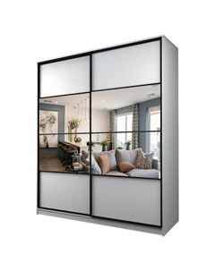 Шкаф-купе Max-МШ-23-6-22/2-77, 2200×600×2300 мм, зеркало, цвет белый шагрень Аллоджио
