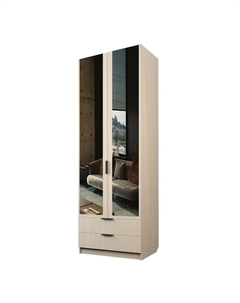 Шкаф 2-х дверный «Экон», 800×520×2300 мм, 2 ящика, зеркало, полки, цвет дуб молочный Аллоджио