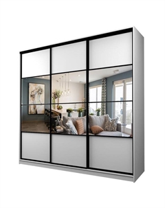 Шкаф-купе Max-МШ-23-6-24-777, 2400×600×2300 мм, зеркало, цвет белый шагрень Аллоджио