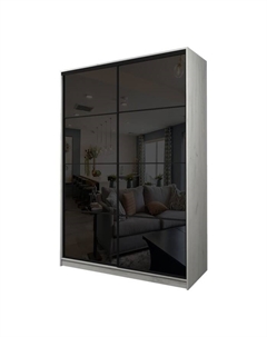 Шкаф-купе Max-МШ-23-6-16-22, 1600×600×2300 мм, цвет дуб крафт белый / стекло чёрное Аллоджио