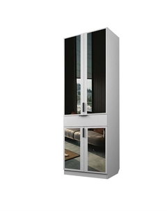Шкаф 2-х дверный «Экон», 800×520×2300 мм, 1 ящик, зеркало, штанга, цвет белый Аллоджио