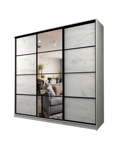 Шкаф-купе Max-МШ-23-6-27/2-151, 2666×600×2300 мм, зеркало, цвет дуб крафт белый Аллоджио