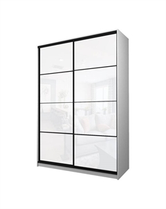 Шкаф-купе Max-МШ-23-6-16-22, 1600×600×2300 мм, цвет белый шагрень / стекло белое Аллоджио