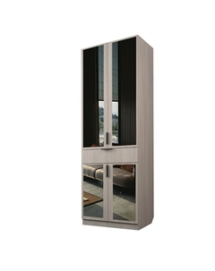 Шкаф 2-х дверный «Экон», 800×520×2300 мм, 1 ящик, зеркало, штанга, цвет ясень шимо светлый Аллоджио