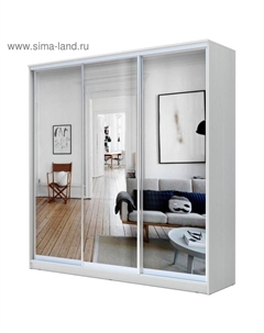 Шкаф-купе Хит-22-18-555, 1800×620×2200 мм, зеркало, цвет белый шагрень Аллоджио