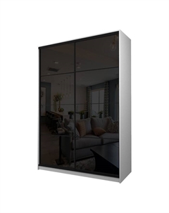 Шкаф-купе Max-МШ-23-6-16-22, 1600×600×2300 мм, цвет белый шагрень / стекло чёрное Аллоджио