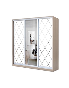 Шкаф-купе Хит-22-18/2-656, 1800×620×2200 мм, ясень шимо светлый, ромб большой на матовом Аллоджио