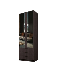 Шкаф 2-х дверный «Экон», 800×520×2300 мм, 3 ящика, зеркало, штанга и полки, цвет венге Аллоджио