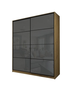 Шкаф-купе Max-МШ-23-6-22/2-22, 2200×600×2300 мм, дуб крафт золотой / стекло тёмно-серое Аллоджио
