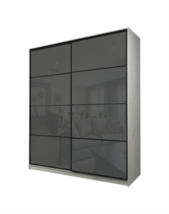 Шкаф-купе Max-МШ-23-6-22/2-22, 2200×600×2300 мм, дуб крафт белый / стекло тёмно-серое Аллоджио