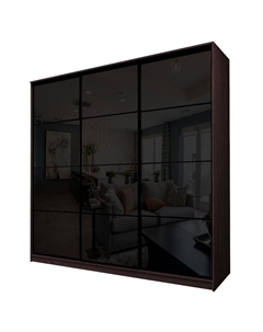 Шкаф-купе Max-МШ-23-6-24-222, 2400×600×2300 мм, цвет венге / стекло чёрное Аллоджио