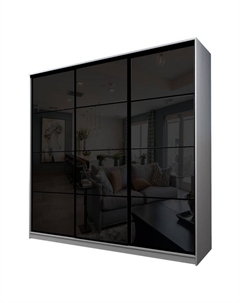 Шкаф-купе Max-МШ-23-6-24-222, 2400×600×2300 мм, цвет ясень анкор светлый / стекло чёрное Аллоджио