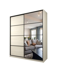 Шкаф-купе Max-МШ-23-6-22/2-15, 2200×600×2300 мм, зеркало, цвет дуб молочный Аллоджио