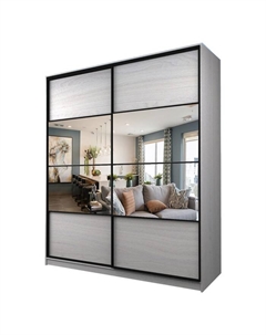 Шкаф-купе Max-МШ-23-6-22/2-77, 2200×600×2300 мм, зеркало, цвет ясень анкор светлый Аллоджио