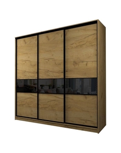 Шкаф-купе Max-МШ-23-6-27-999, 2666×600×2300 мм, цвет дуб крафт золотой / стекло чёрное Аллоджио