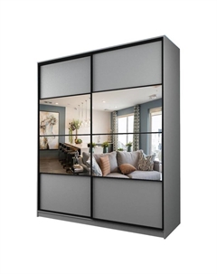 Шкаф-купе Max-МШ-23-6-22/2-77, 2200×600×2300 мм, зеркало, цвет серый шагрень Аллоджио