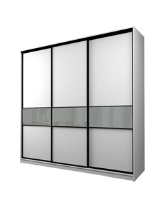 Шкаф-купе Max-МШ-23-6-27-999, 2666×600×2300 мм, цвет белый шагрень / стекло светло-серое Аллоджио