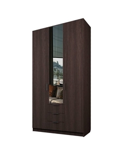 Шкаф 3-х дверный «Экон», 1200×520×2300 мм, 3 ящика, 1 зеркало, цвет венге Аллоджио