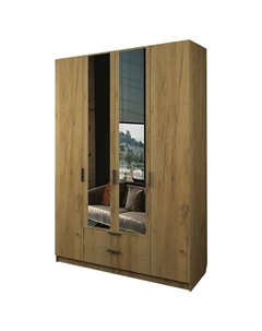 Шкаф 4-х дверный «Экон», 1600×520×2300 мм, 2 ящика, 2 зеркала, цвет дуб крафт золотой Аллоджио