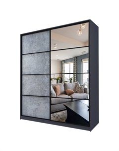 Шкаф-купе Max-МШ-23-6-20/2-15, 2000×600×2300 мм, зеркало, цвет метрополитан грей Аллоджио