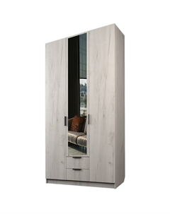 Шкаф 3-х дверный «Экон», 1200×520×2300 мм, 2 ящика, 1 зеркало, цвет дуб крафт белый Аллоджио