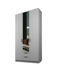 Шкаф 3-х дверный «Экон», 1200×520×2300 мм, 2 ящика, 1 зеркало, цвет серый шагрень Аллоджио