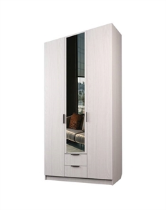 Шкаф 3-х дверный «Экон», 1200×520×2300 мм, 2 ящика, 1 зеркало, цвет ясень анкор светлый Аллоджио