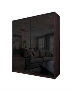 Шкаф-купе Max-МШ-23-6-22/2-22, 2200×600×2300 мм, цвет венге / стекло чёрное Аллоджио