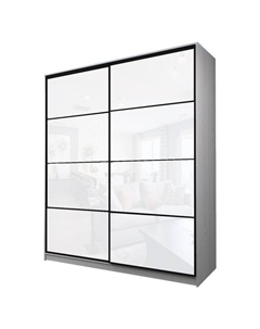 Шкаф-купе Max-МШ-23-6-20/2-22, 2000×600×2300 мм, цвет ясень анкор светлый / стекло белое Аллоджио