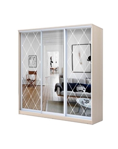 Шкаф-купе Хит-22-18/2-656, 1800×620×2200 мм, цвет дуб молочный, ромб большой на зеркале Аллоджио