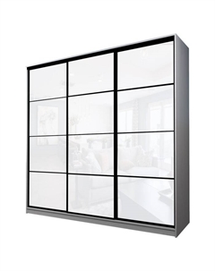 Шкаф-купе Max-МШ-23-6-27-222, 2666×600×2300 мм, цвет ясень анкор светлый / стекло белое Аллоджио