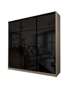 Шкаф-купе Max-МШ-23-6-27-222, 2666×600×2300 мм, цвет дуб сонома / стекло чёрное Аллоджио