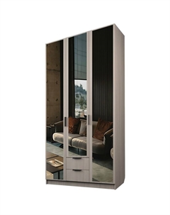 Шкаф 3-х дверный «Экон», 1200×520×2300 мм, 2 ящика, 3 зеркала, цвет ясень шимо светлый Аллоджио