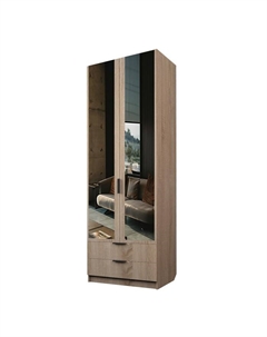 Шкаф 2-х дверный «Экон», 800×520×2300 мм, 2 ящика, зеркало, штанга и полки, цвет дуб сонома Аллоджио