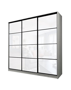 Шкаф-купе Max-МШ-23-6-24/2-222, 2400×600×2300 мм, цвет дуб крафт белый / стекло белое Аллоджио