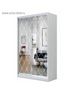 Шкаф-купе Хит-23-17-66, 1680×620×2300 мм, белый шагрень, ромб большой на зеркале Аллоджио