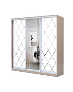 Шкаф-купе Хит-22-18-656, 1800×620×2200 мм, ясень шимо светлый, ромб большой на матовом Аллоджио
