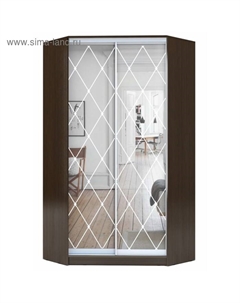 Угловой шкаф-купе Хит-У-22-4-66, 1100×1100×2200 мм, венге цаво, ромб большой на зеркале Аллоджио