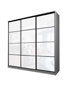 Шкаф-купе Max-МШ-23-6-27-222, 2666×600×2300 мм, цвет серый шагрень / стекло белое Аллоджио