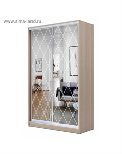 Шкаф-купе Хит-23-17-66, 1680×620×2300 мм, цвет ясень шимо светлый, ромб большой на зеркале Аллоджио