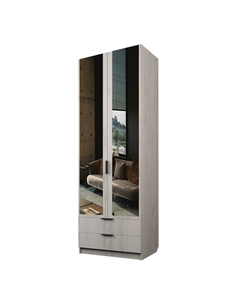 Шкаф 2-х дверный «Экон», 800×520×2300 мм, 2 ящика, зеркало, штанга и полки, цвет дуб крафт белый Аллоджио