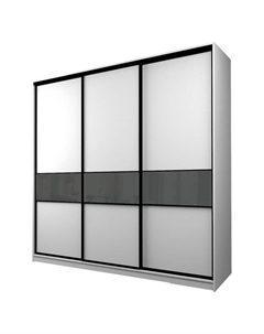 Шкаф-купе Max-МШ-23-6-24-999, 2400×600×2300 мм, цвет белый шагрень / стекло тёмно-серое Аллоджио