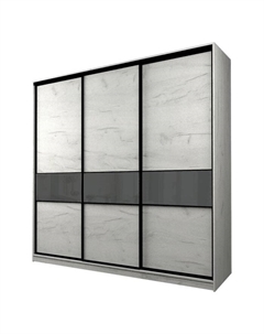 Шкаф-купе Max-МШ-23-6-24/2-999, 2400×600×2300 мм, дуб крафт белый / стекло тёмно-серое Аллоджио