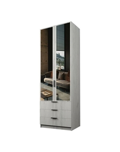 Шкаф 2-х дверный «Экон», 800×520×2300 мм, 3 ящика, зеркало, штанга, цвет дуб крафт белый Аллоджио