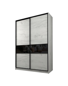 Шкаф-купе Max-МШ-23-6-18-99, 1800×600×2300 мм, цвет дуб крафт белый / стекло чёрное Аллоджио